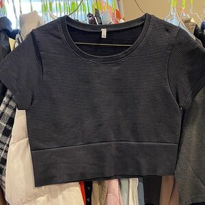 Aerie Black Ribbed Crop Top